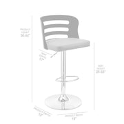 Khalia Adjustable Swivel Black Faux Leather and Walnut Wood Bar Stool with Chrome Base - Furniture City (CA)l