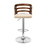 Khalia Adjustable Swivel Cream Faux Leather and Walnut Wood Bar Stool with Chrome Base - Furniture City (CA)l