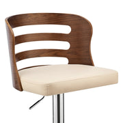 Khalia Adjustable Swivel Cream Faux Leather and Walnut Wood Bar Stool with Chrome Base - Furniture City (CA)l