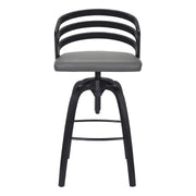 Kiara Contemporary Adjustable Barstool in Black Brushed Wood Finish and Gray Faux Leather - Furniture City (CA)l