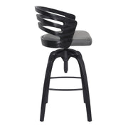 Kiara Contemporary Adjustable Barstool in Black Brushed Wood Finish and Gray Faux Leather - Furniture City (CA)l