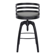 Kiara Contemporary Adjustable Barstool in Black Brushed Wood Finish and Gray Faux Leather - Furniture City (CA)l