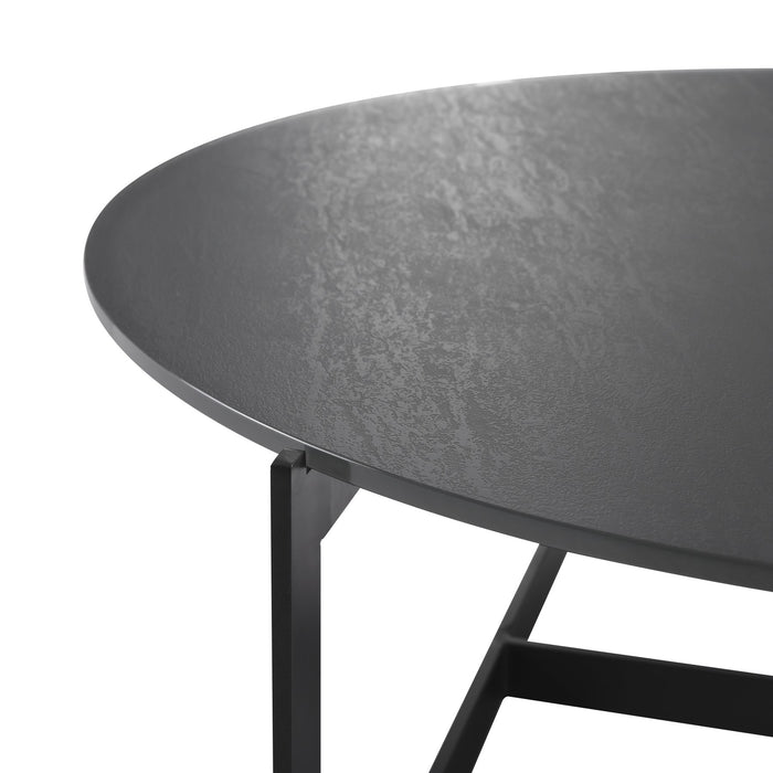Krike Modern Industrial 40 in. Round Gray Coffee Table with Tempered Glass Top