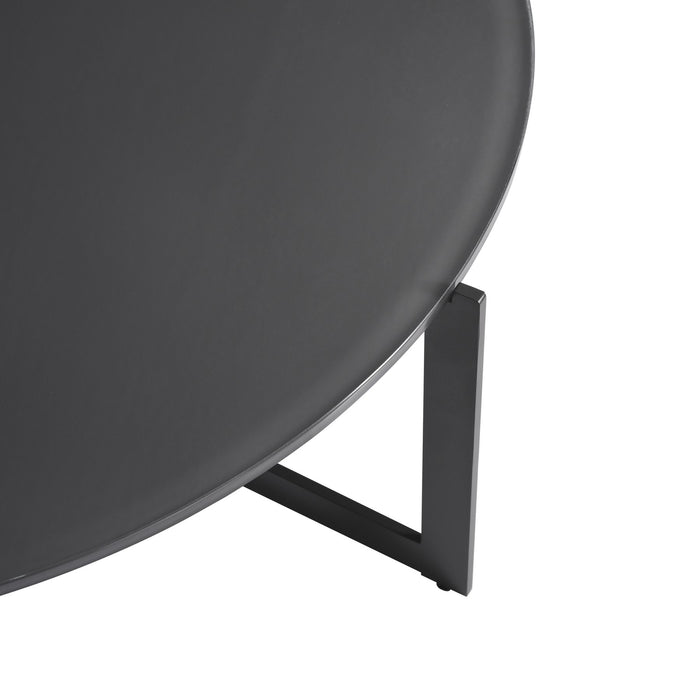 Krike Modern Industrial 40 in. Round Gray Coffee Table with Tempered Glass Top