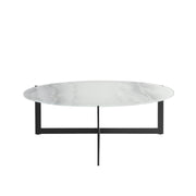 Krike Modern Industrial 40 in. Round White Coffee Table with Tempered Glass Top - Furniture City (CA)l
