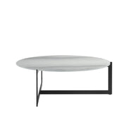Krike Modern Industrial 40 in. Round White Coffee Table with Tempered Glass Top - Furniture City (CA)l