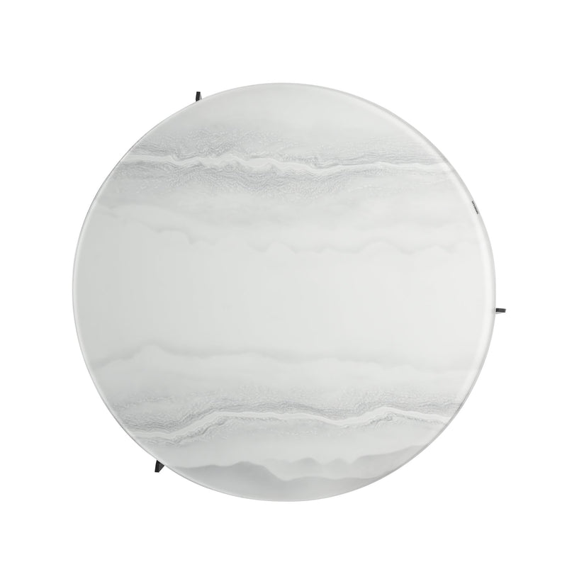 Krike Modern Industrial 40 in. Round White Coffee Table with Tempered Glass Top - Furniture City (CA)l