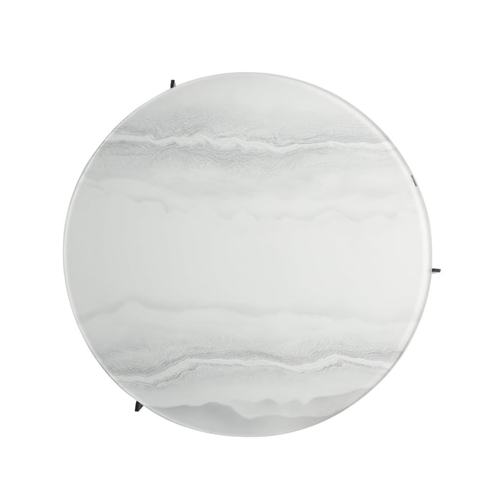 Krike Modern Industrial 40 in. Round White Coffee Table with Tempered Glass Top