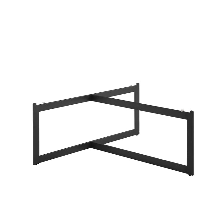 Krike Modern Industrial 40 in. Round White Coffee Table with Tempered Glass Top