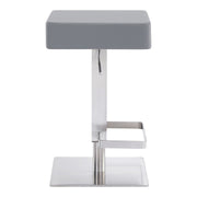 Kaylee Adjustable Height Swivel Gray Faux Leather and Brushed Stainless Steel Backless Bar Stool - Furniture City (CA)l
