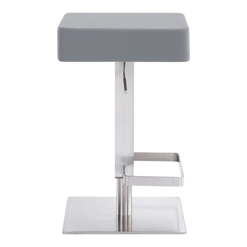 Kaylee Adjustable Height Swivel Gray Faux Leather and Brushed Stainless Steel Backless Bar Stool - Furniture City (CA)l