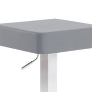 Kaylee Adjustable Height Swivel Gray Faux Leather and Brushed Stainless Steel Backless Bar Stool - Furniture City (CA)l