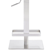 Kaylee Adjustable Height Swivel Gray Faux Leather and Brushed Stainless Steel Backless Bar Stool - Furniture City (CA)l