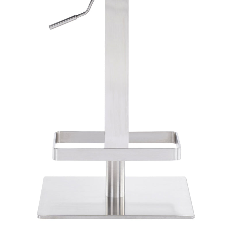 Kaylee Adjustable Height Swivel Gray Faux Leather and Brushed Stainless Steel Backless Bar Stool - Furniture City (CA)l