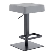 Kaylee Adjustable Height Swivel Gray Faux Leather and Black Metal Backless Bar Stool - Furniture City (CA)l