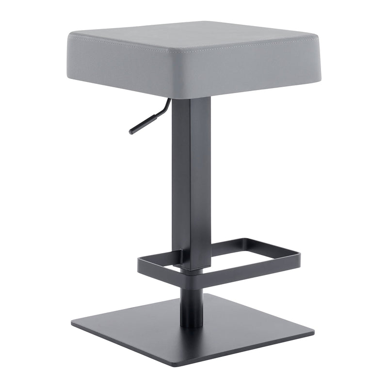 Kaylee Adjustable Height Swivel Gray Faux Leather and Black Metal Backless Bar Stool - Furniture City (CA)l