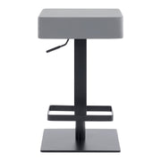 Kaylee Adjustable Height Swivel Gray Faux Leather and Black Metal Backless Bar Stool - Furniture City (CA)l