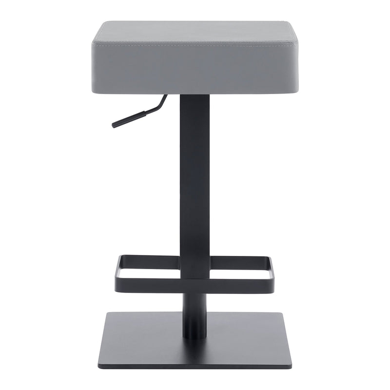 Kaylee Adjustable Height Swivel Gray Faux Leather and Black Metal Backless Bar Stool - Furniture City (CA)l