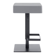 Kaylee Adjustable Height Swivel Gray Faux Leather and Black Metal Backless Bar Stool - Furniture City (CA)l