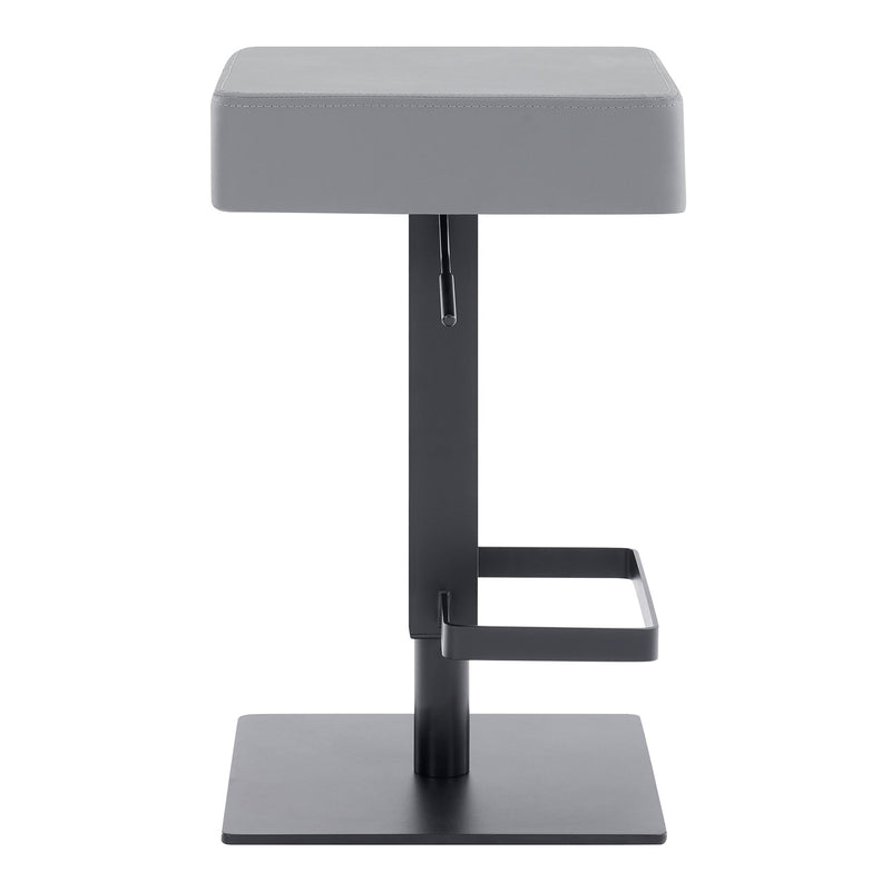Kaylee Adjustable Height Swivel Gray Faux Leather and Black Metal Backless Bar Stool - Furniture City (CA)l