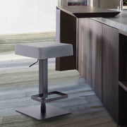Kaylee Adjustable Height Swivel Gray Faux Leather and Black Metal Backless Bar Stool - Furniture City (CA)l