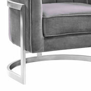 Kamila Contemporary Accent Chair in Gray Velvet and Brushed Stainless Steel Finish - Furniture City (CA)l