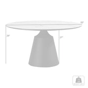Knox Round Dining Table with Stone Top and Black Metal Base - Furniture City (CA)l