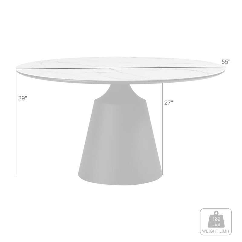 Knox Round Dining Table with Stone Top and Black Metal Base - Furniture City (CA)l