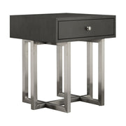 Knight Contemporary Lamp Table in Brushed Stainless Steel Finish with Gray Top - Furniture City (CA)l