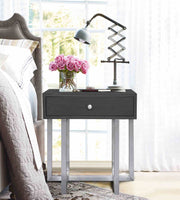 Knight Contemporary Lamp Table in Brushed Stainless Steel Finish with Gray Top - Furniture City (CA)l