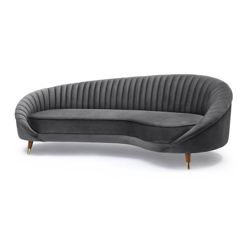Karisma Dark Gray Curved Velvet Sofa - Furniture City (CA)l
