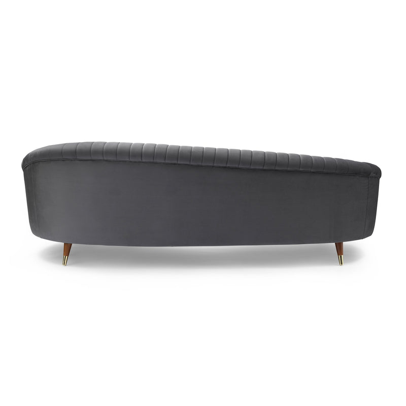 Karisma Dark Gray Curved Velvet Sofa - Furniture City (CA)l