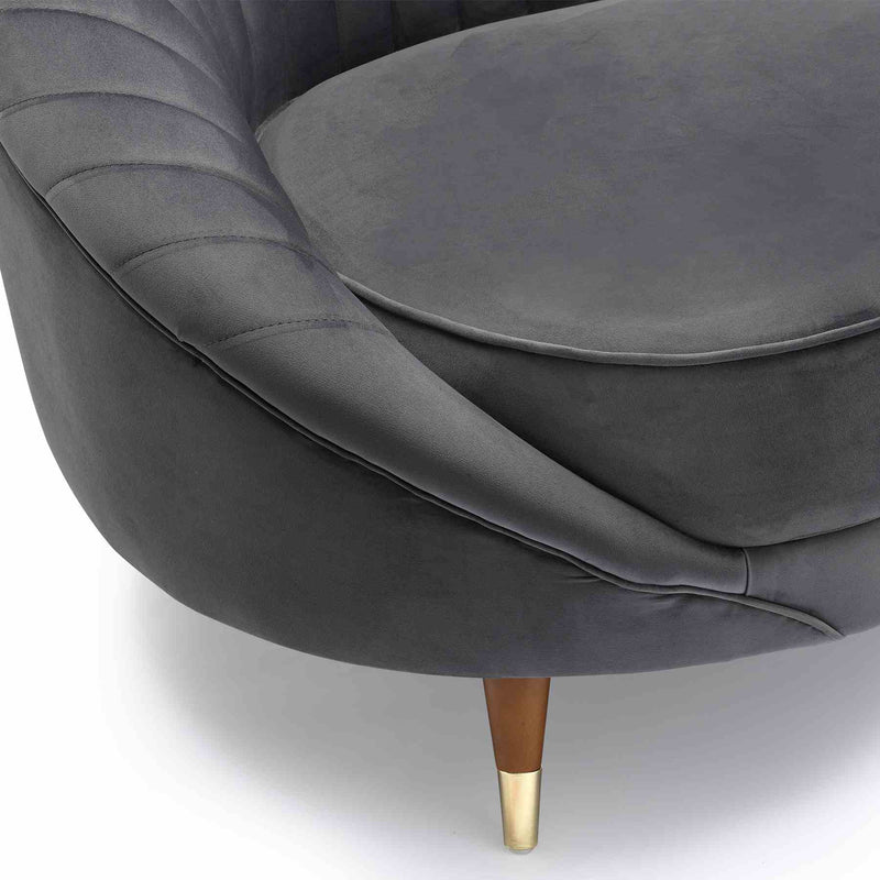 Karisma Dark Gray Curved Velvet Sofa - Furniture City (CA)l