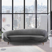 Karisma Dark Gray Curved Velvet Sofa - Furniture City (CA)l