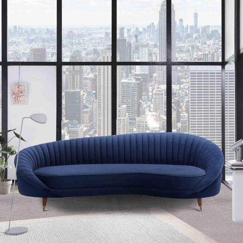 Karisma Navy Curved Velvet Sofa - Furniture City (CA)l