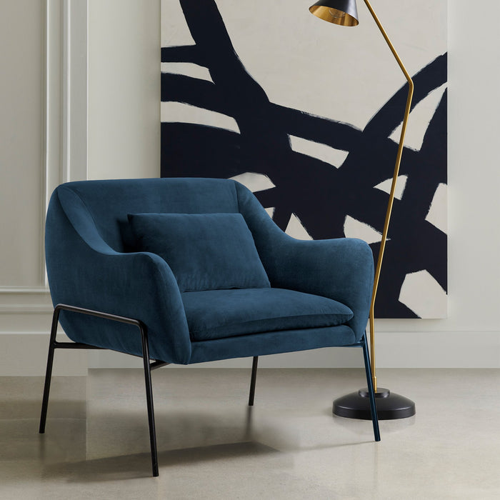 Karen Blue Velvet Modern Accent Chair