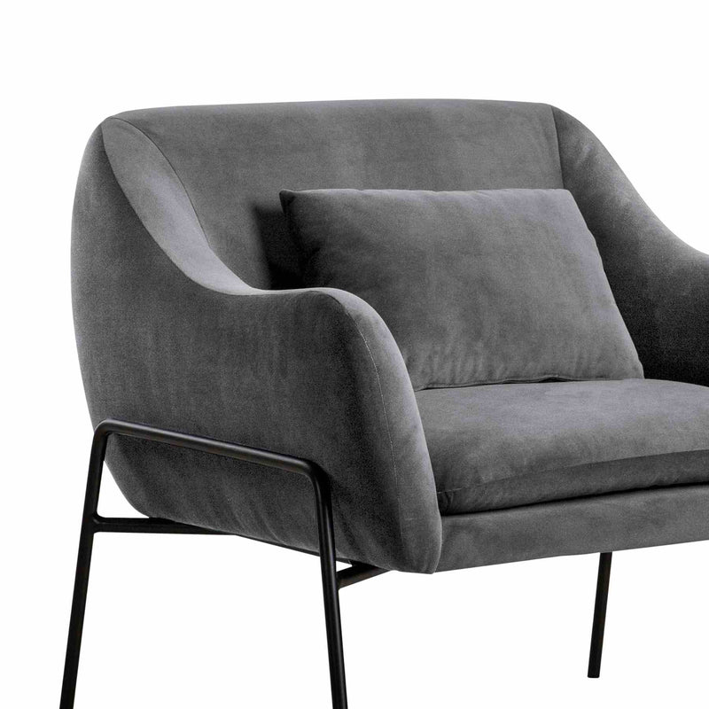 Karen Gray Velvet Modern Accent Chair - Furniture City (CA)l