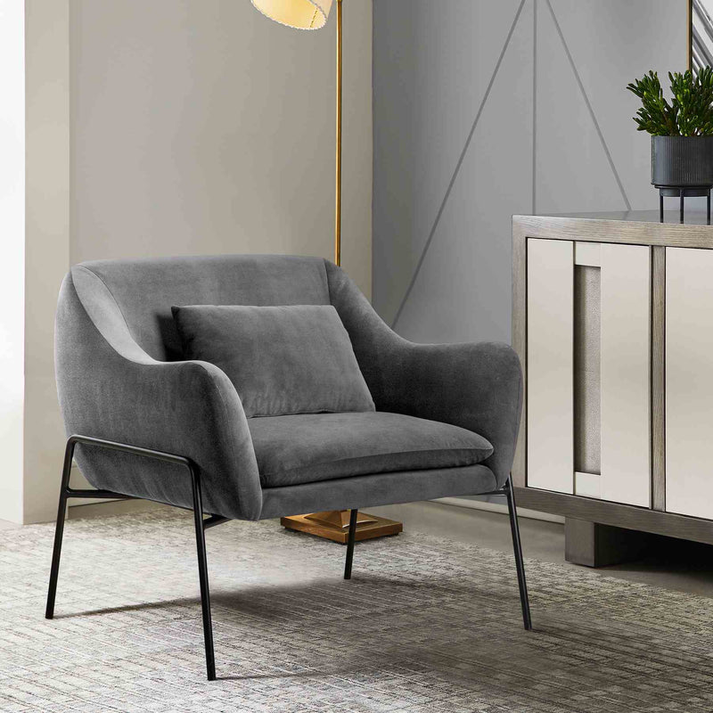 Karen Gray Velvet Modern Accent Chair - Furniture City (CA)l