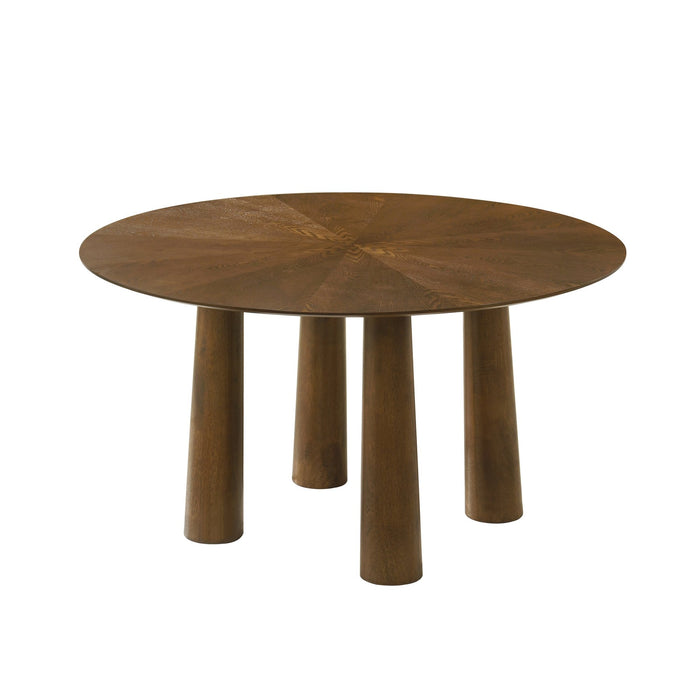 Klarissa Mid-Century Modern 54 in. Round Dining Table in Walnut Finish 