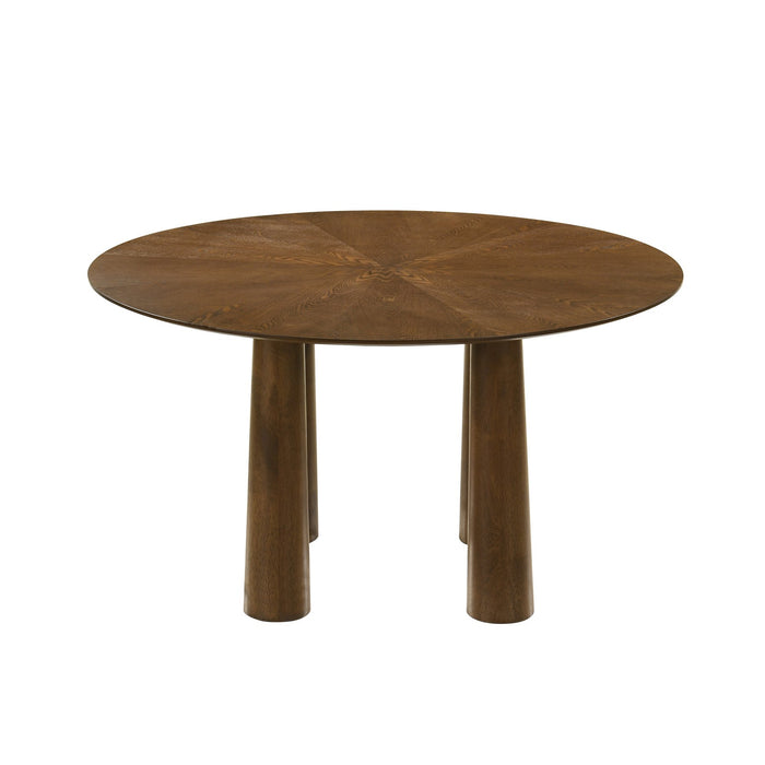Klarissa Mid-Century Modern 54 in. Round Dining Table in Walnut Finish 