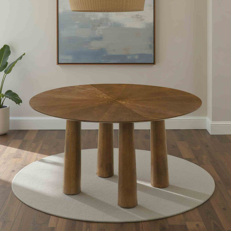 Klarissa Mid-Century Modern 54 in. Round Dining Table in Walnut Finish  - Furniture City (CA)l