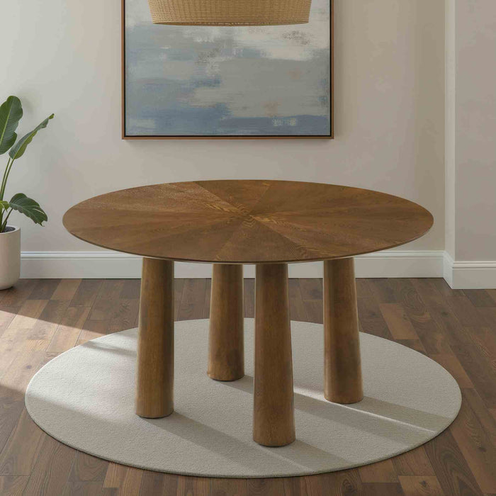 Klarissa Mid-Century Modern 54 in. Round Dining Table in Walnut Finish 