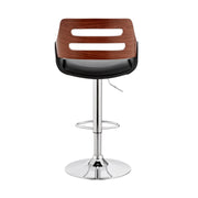 Karter Adjustable Black Faux Leather and Walnut Wood Bar Stool with Chrome Base - Furniture City (CA)l