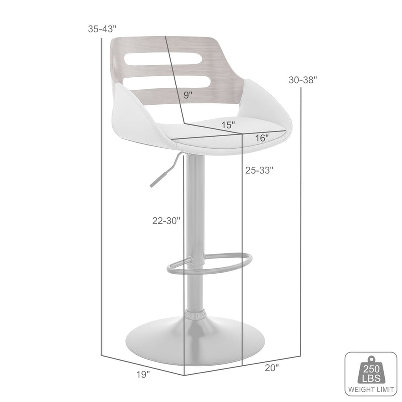 Karter Adjustable Black Faux Leather and Walnut Wood Bar Stool with Chrome Base - Furniture City (CA)l
