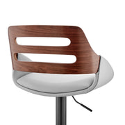 Karter Adjustable Gray Faux Leather and Walnut Wood Bar Stool with Black Base - Furniture City (CA)l
