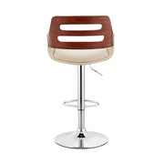 Karter Adjustable Cream Faux Leather and Walnut Wood Bar Stool with Chrome Base - Furniture City (CA)l