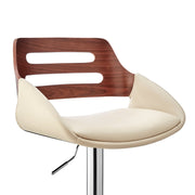 Karter Adjustable Cream Faux Leather and Walnut Wood Bar Stool with Chrome Base - Furniture City (CA)l