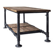 Kyle Industrial Coffee Table in Industrial Gray and Pine Wood Top - Furniture City (CA)l