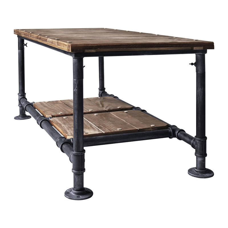 Kyle Industrial Coffee Table in Industrial Gray and Pine Wood Top - Furniture City (CA)l
