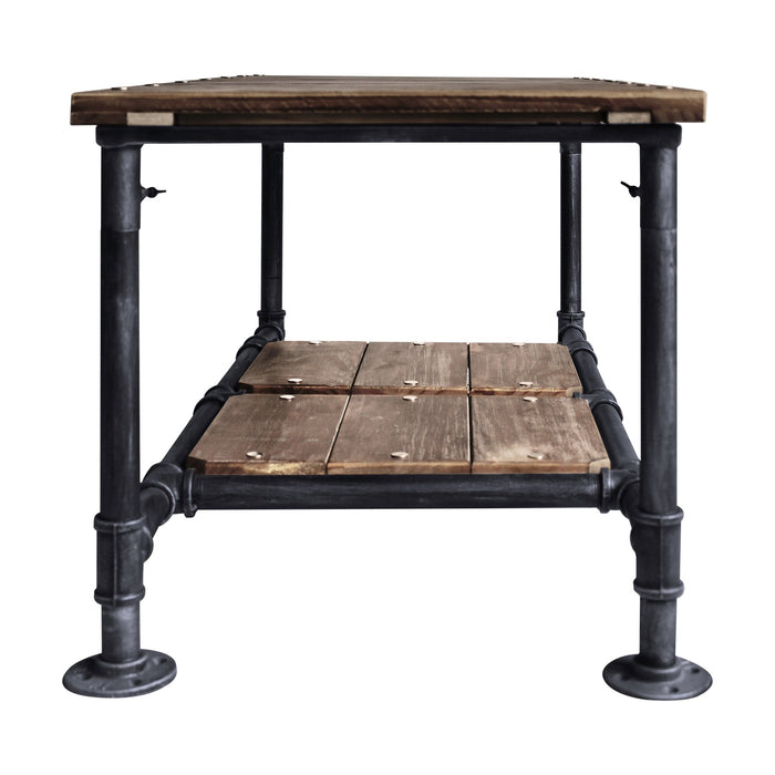 Kyle Industrial Coffee Table in Industrial Gray and Pine Wood Top